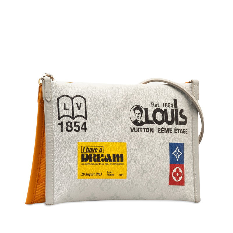 Louis Vuitton Flat Messenger Bag Canvas Shoulder Bag M44640 in Excellent condition