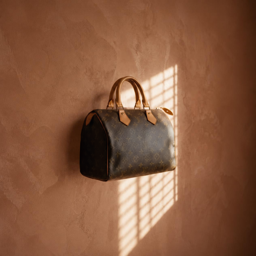 Pre-owned designer bag in a warm editorial setting