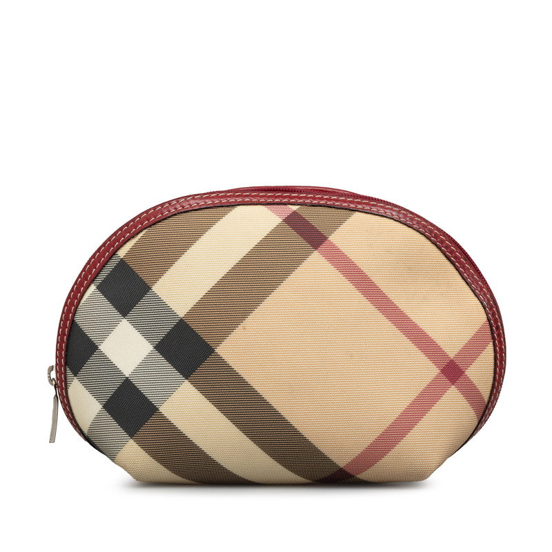 Burberry Nova Check Canvas Cosmetic Pouch Canvas Vanity Bag in Excellent condition