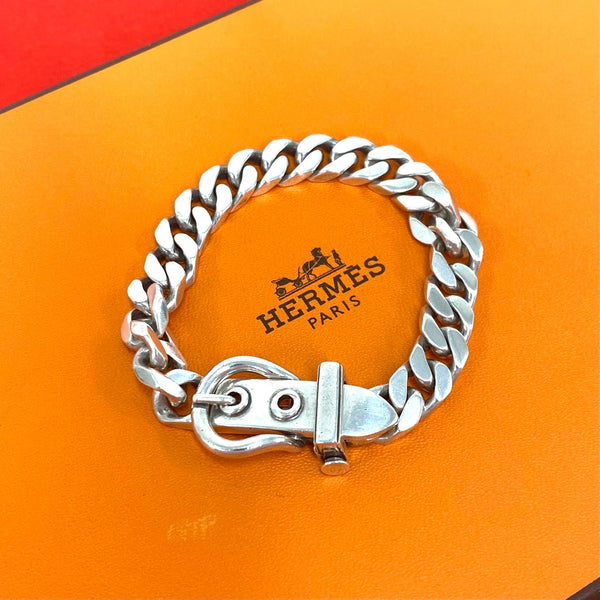Hermes Boucle Sellier PM Silver Bracelet
