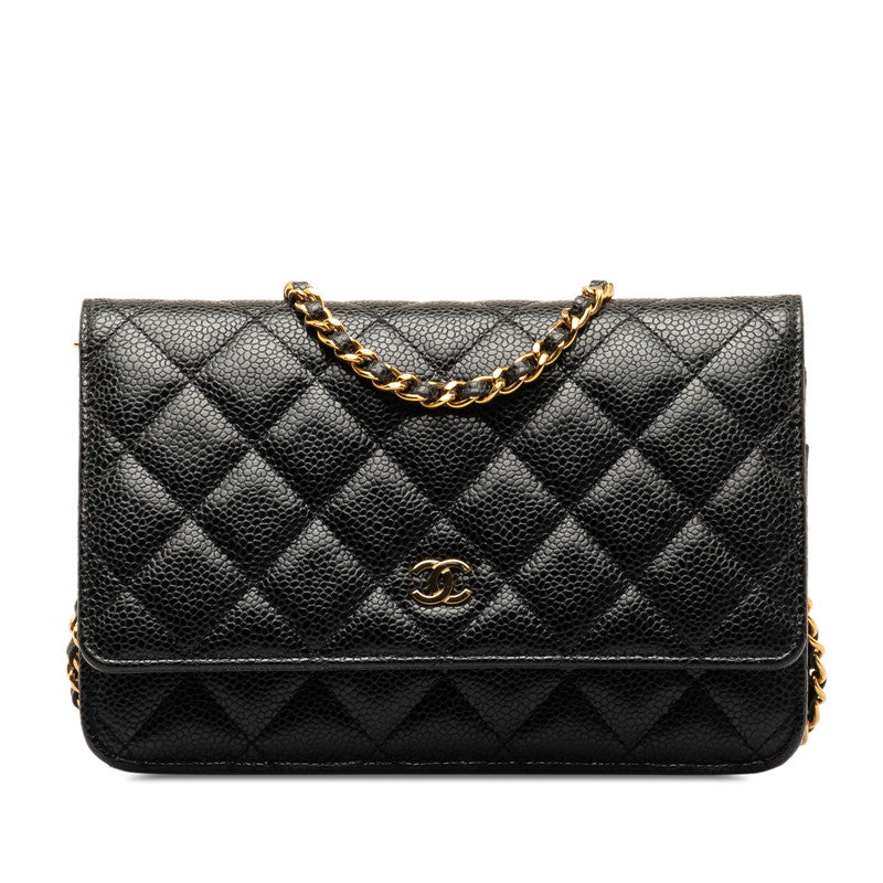 Chanel CC Caviar Wallet on Chain  Shoulder Bag Leather in Good condition