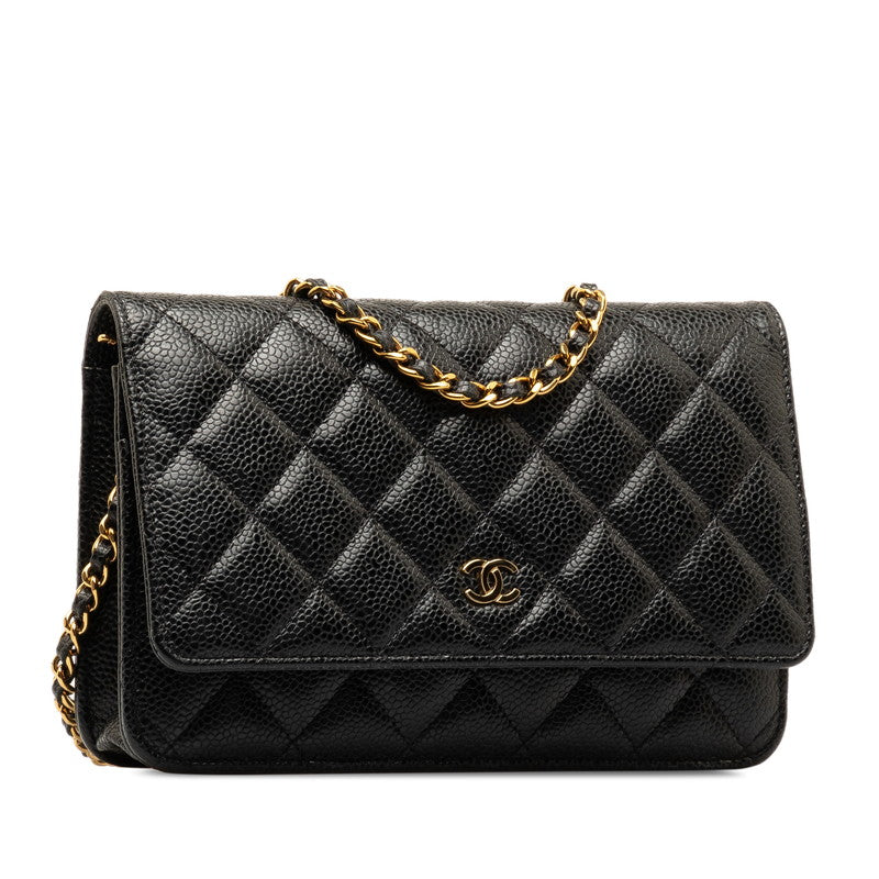 Chanel CC Caviar Wallet on Chain  Shoulder Bag Leather in Good condition