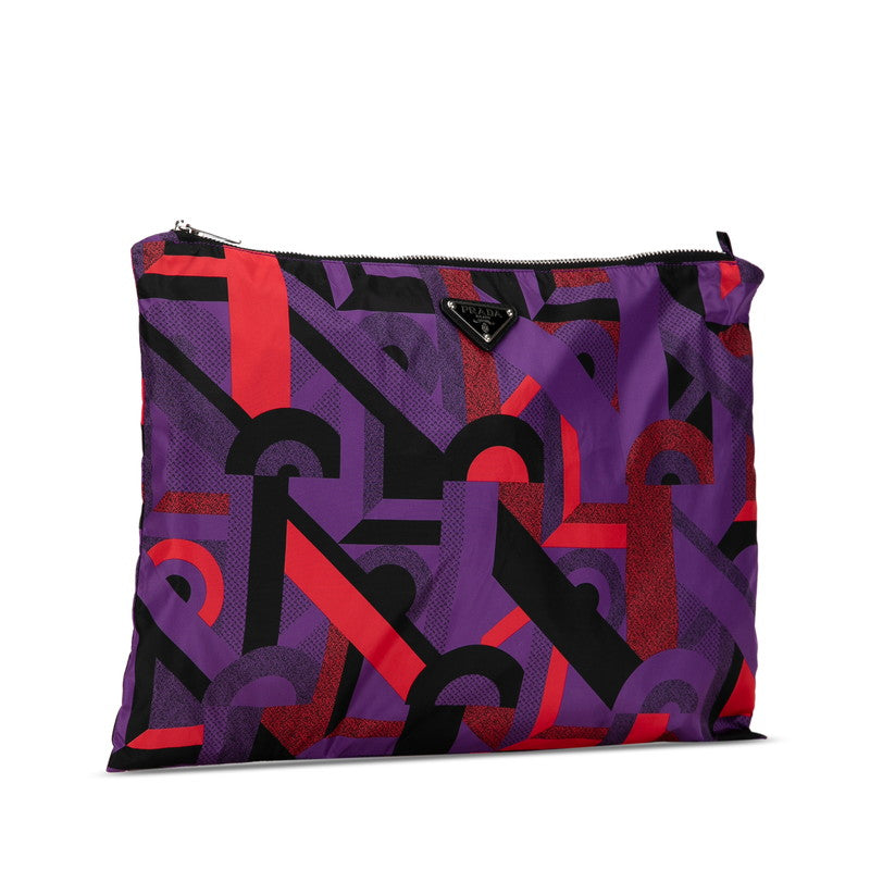 Prada Tessuto Printed Clutch Bag  Canvas Clutch Bag in Excellent condition