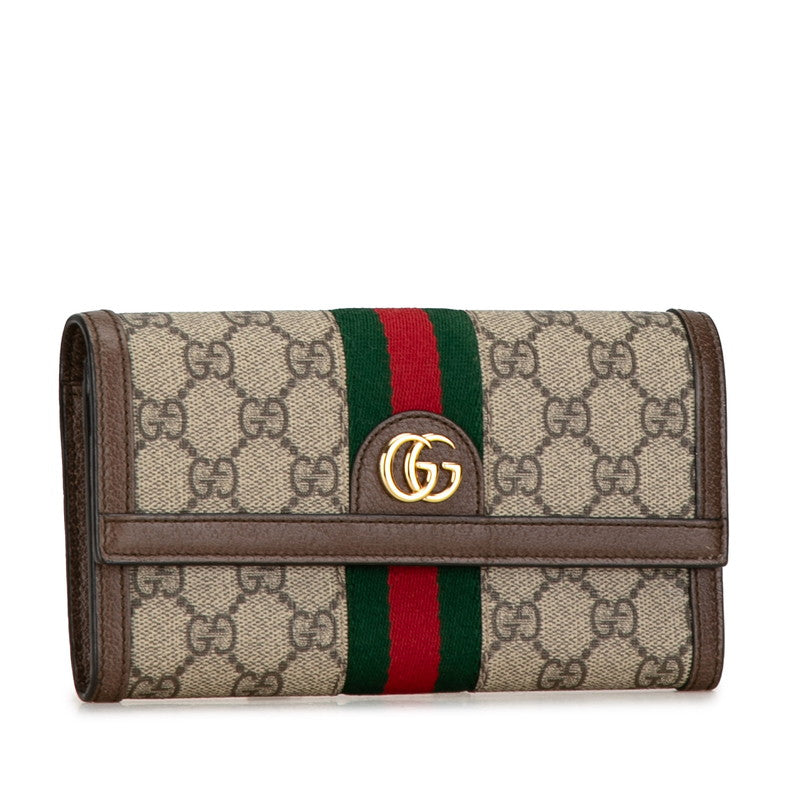 Gucci GG Supreme Ophidia Continental Wallet  Canvas Long Wallet 523153 in Excellent condition