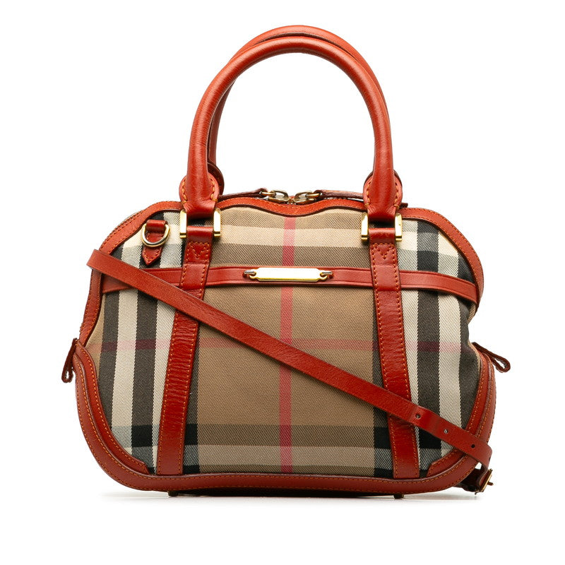 Burberry Nova Check Leather Trim Canvas Handbag Canvas Handbag in Good condition