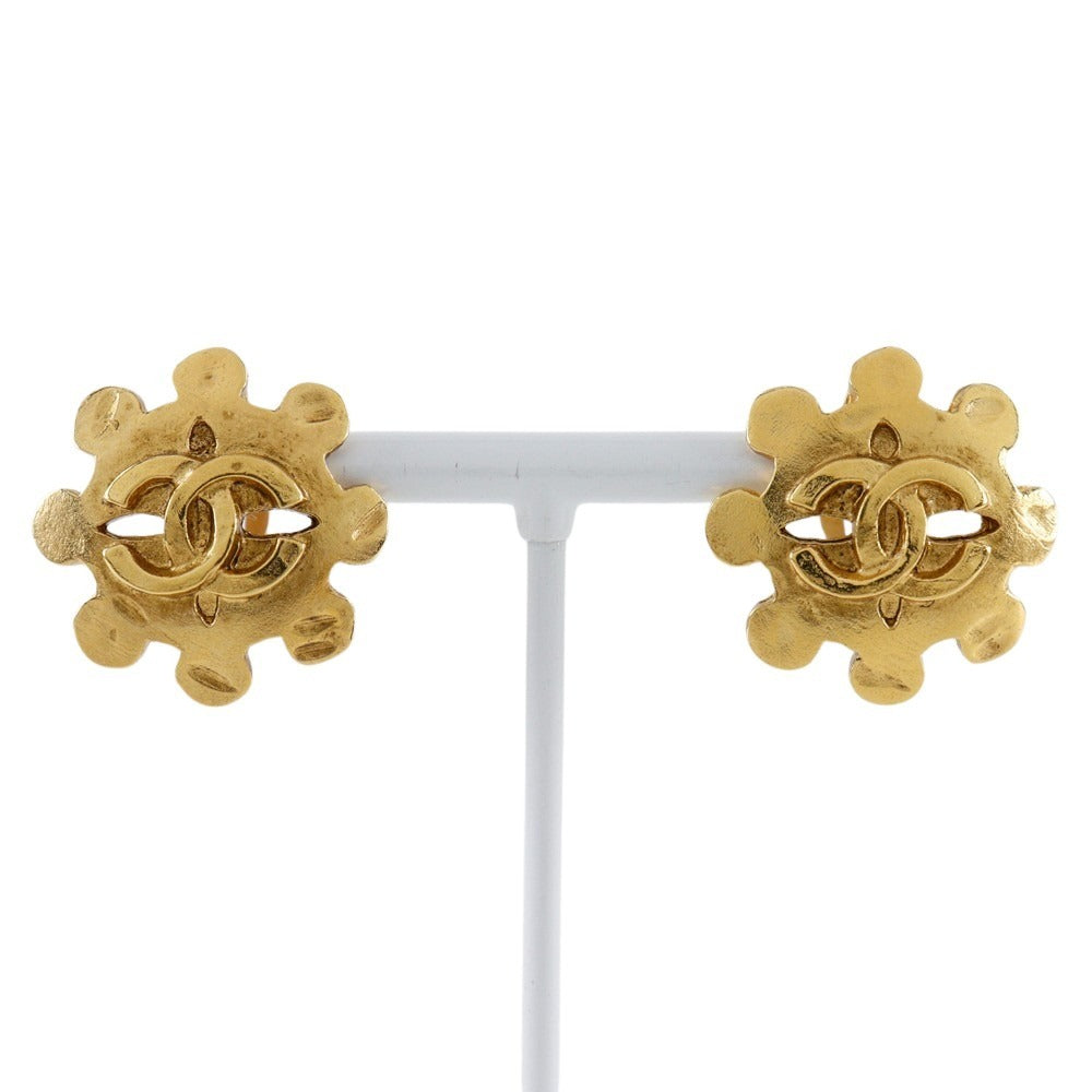 Chanel Coco Mark Gold Plated Earrings 94P