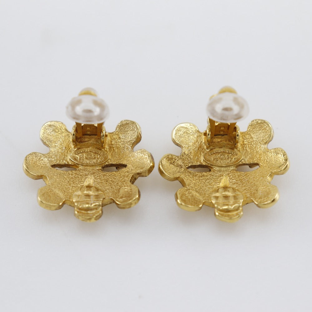 Chanel Coco Mark Gold Plated Earrings 94P