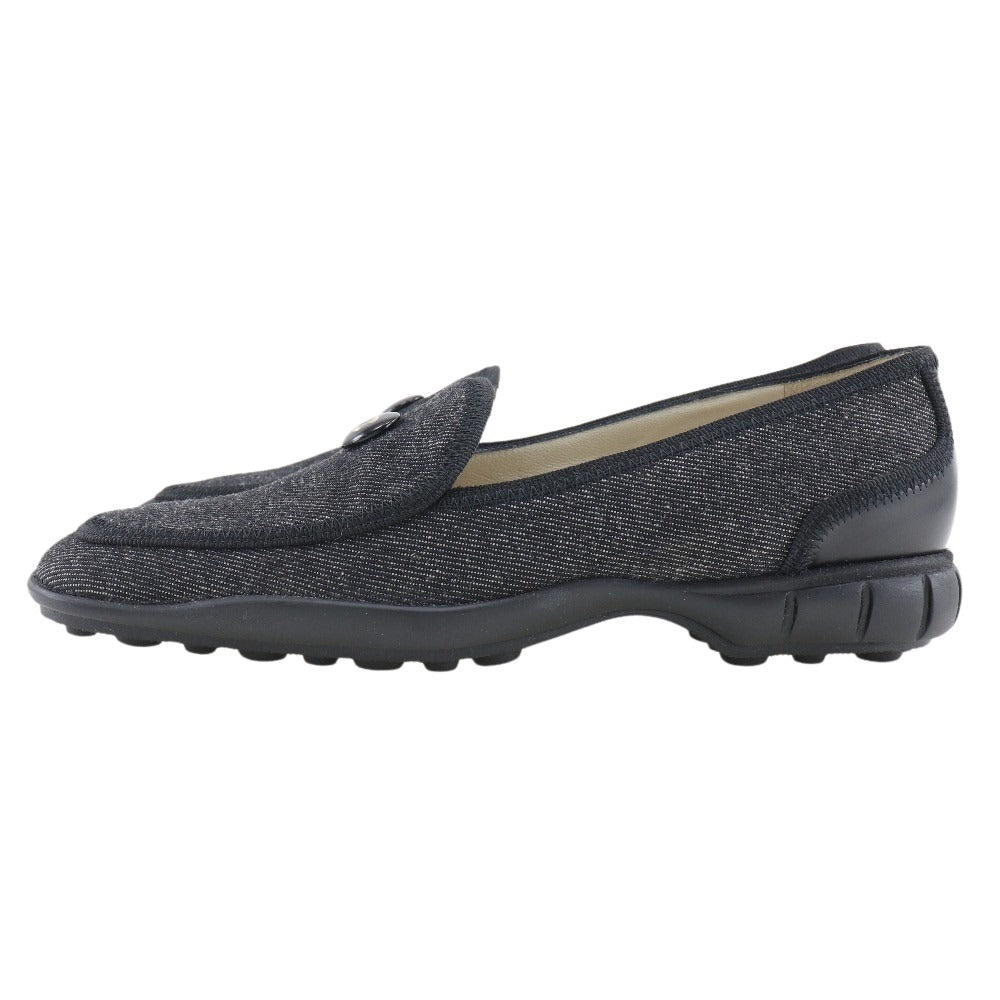 Chanel Denim Coco Button Loafers Black