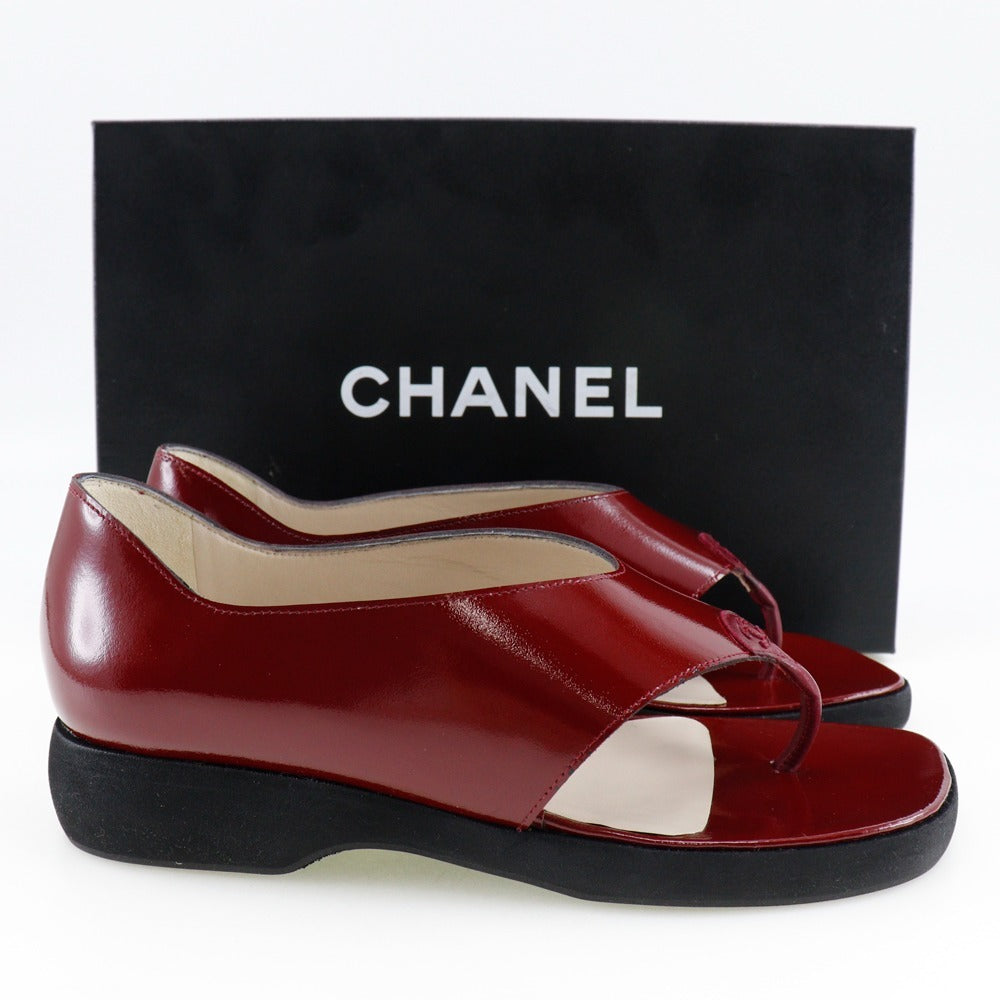 Chanel Patent Leather Thong Sandals A10780