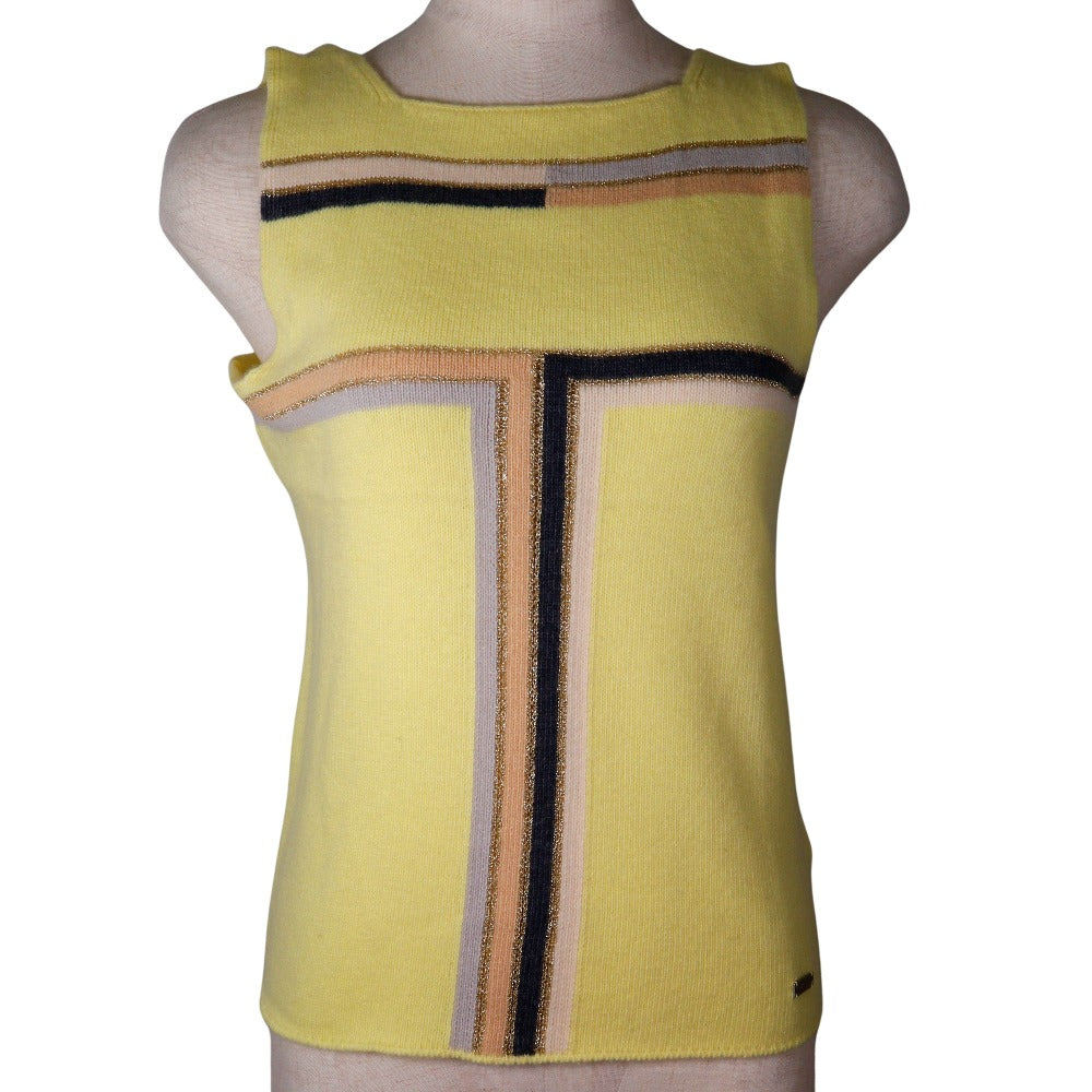 Chanel Sleeveless Knit Top Cashmere Rayon Polyester