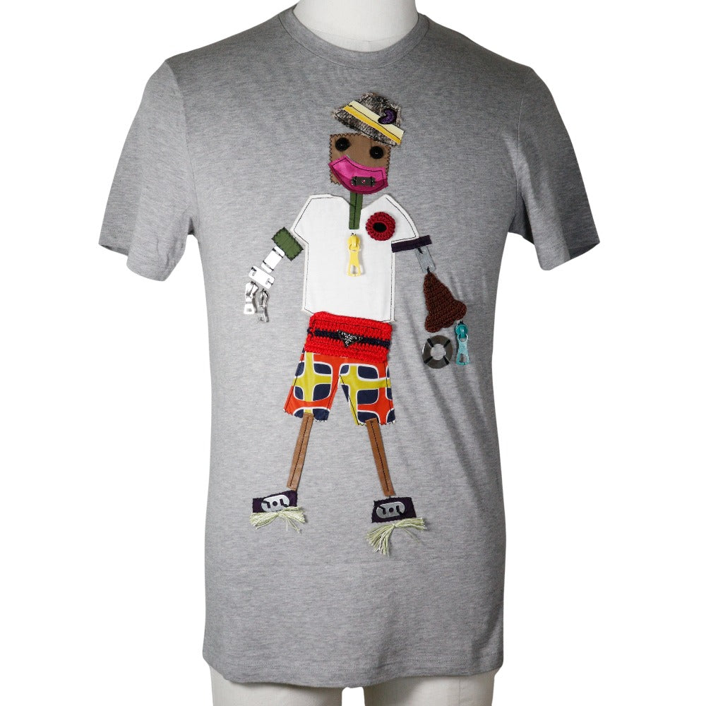 Prada Robot Cotton T-Shirt Gray