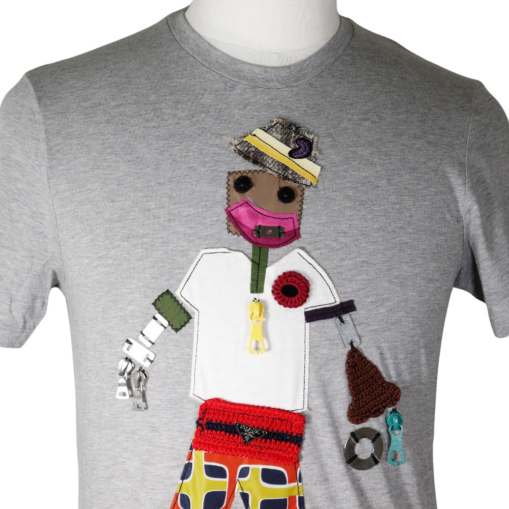 Prada Robot Cotton T-Shirt Gray