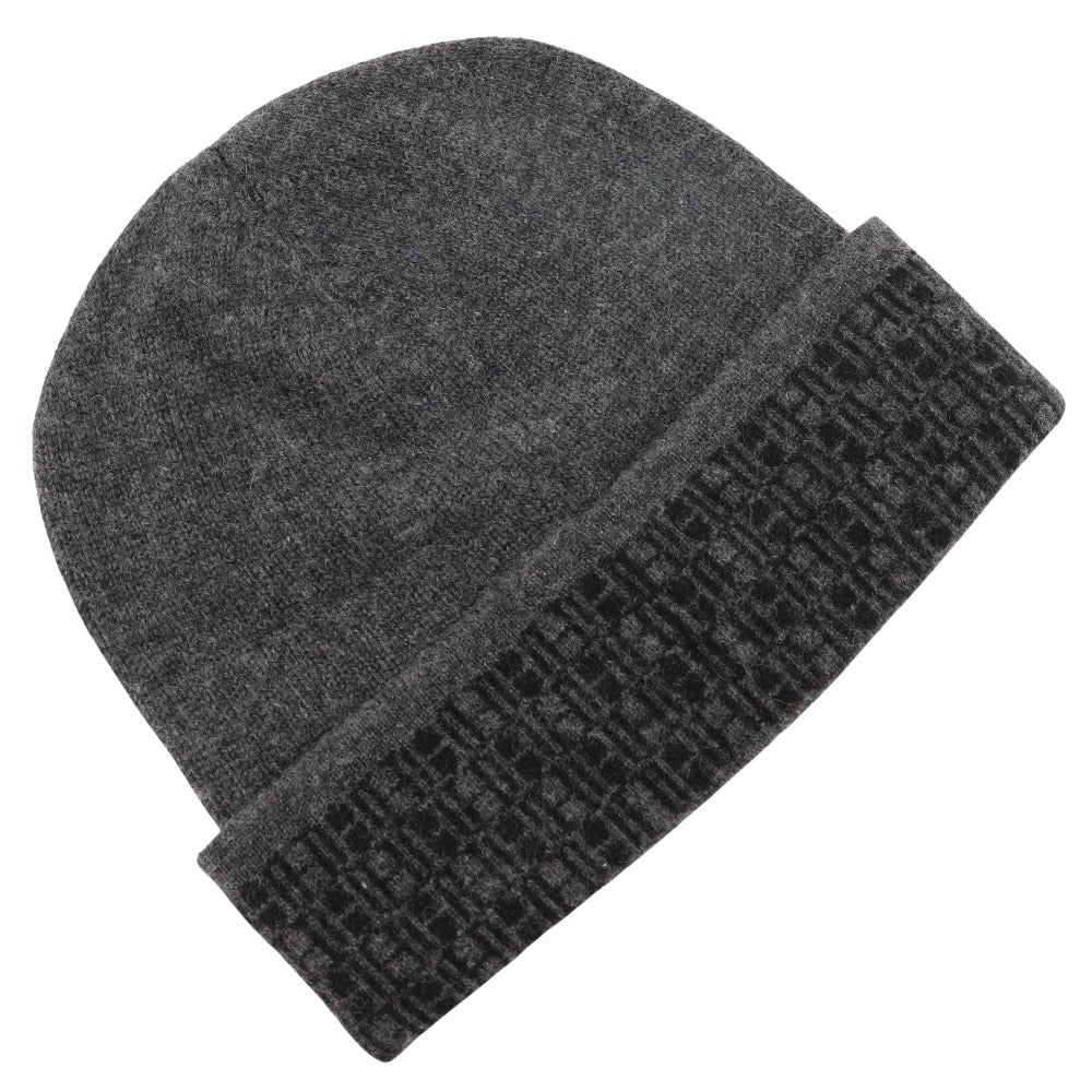 Hermes Cashmere Knit Hat Unisex Gray