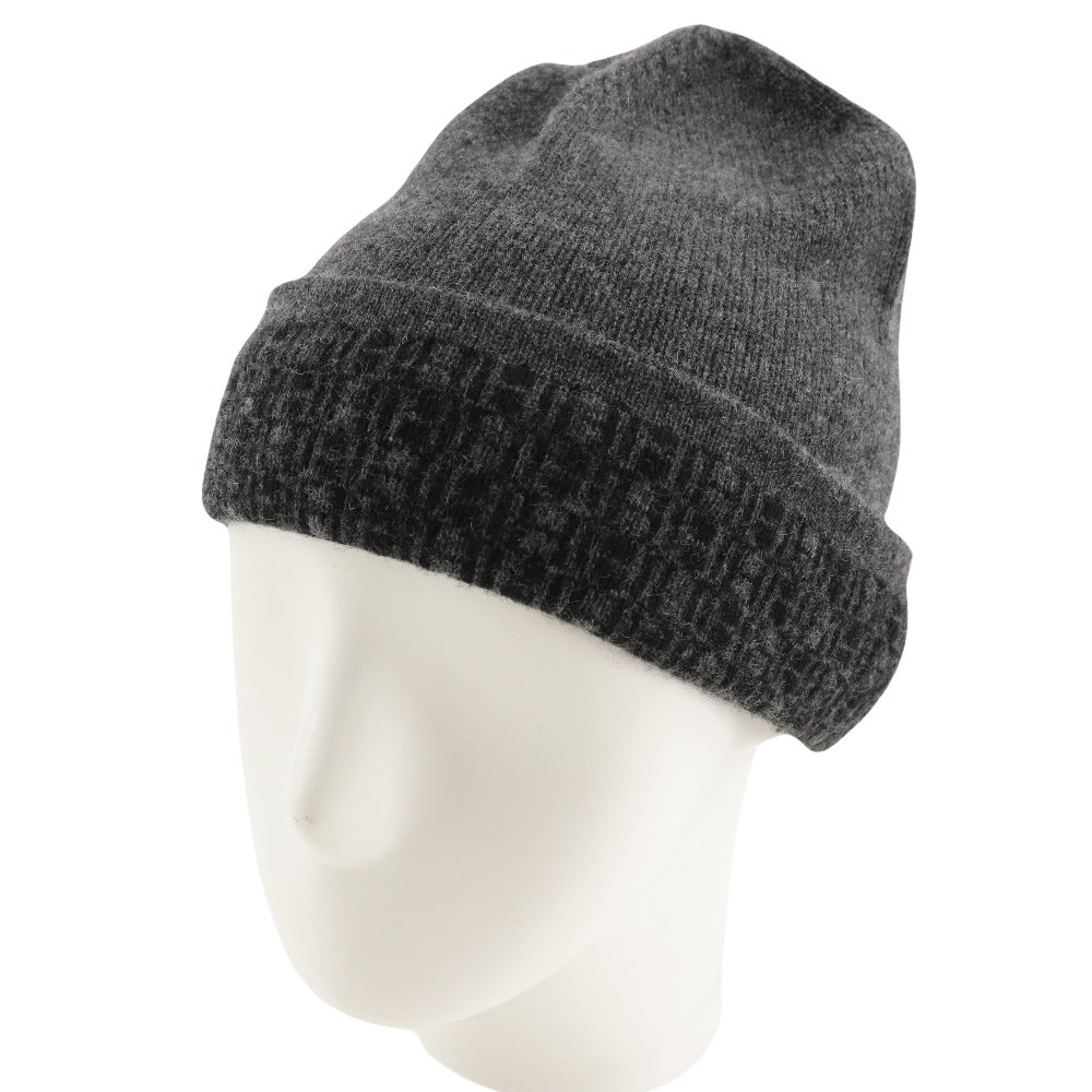 Hermes Cashmere Knit Hat Unisex Gray