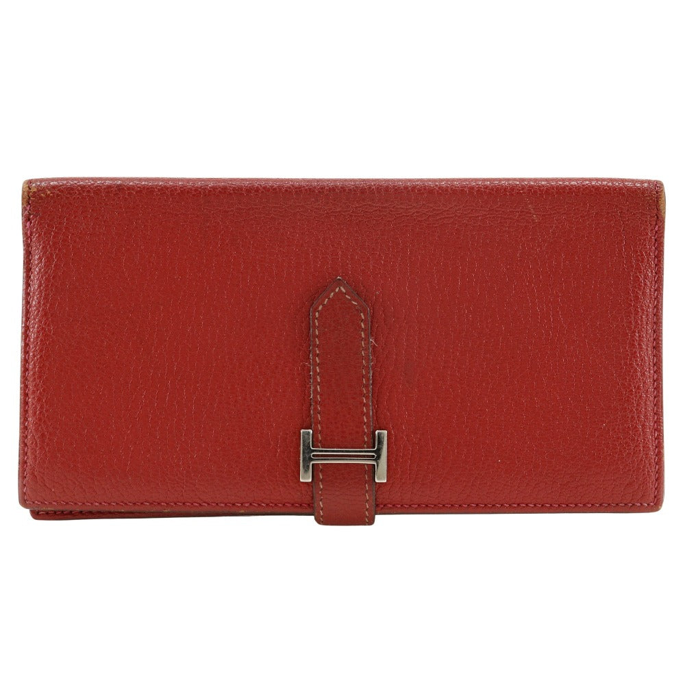 Hermes Bearn Souffle Bifold Wallet Red