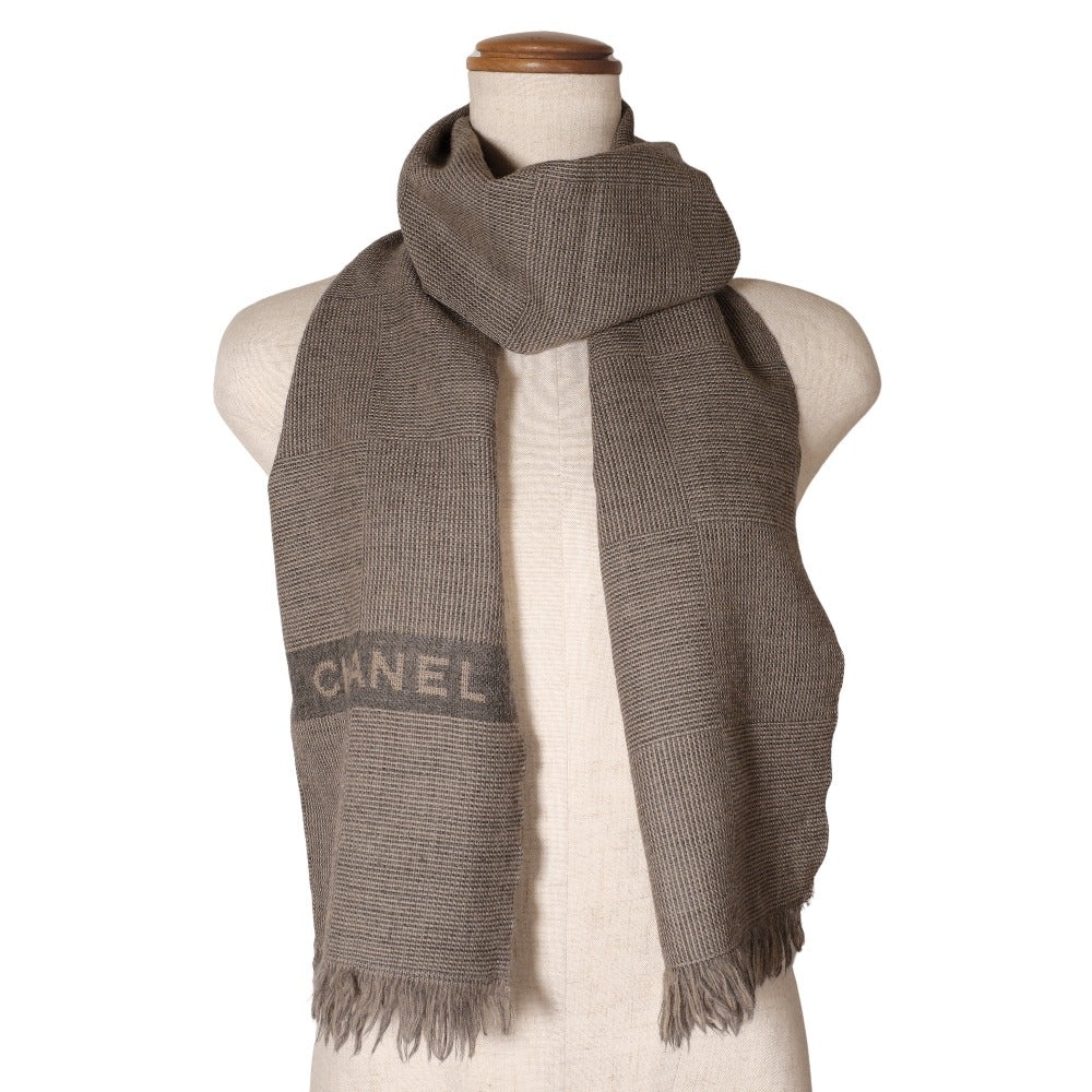 Chanel Logo Wool Scarf Cotton Scarf in Very Good Condition