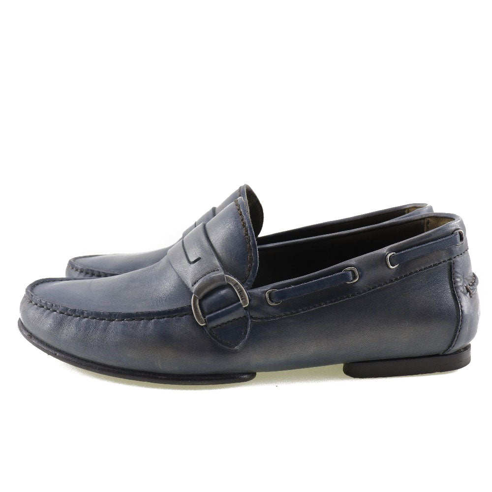 Berluti Leather Loafers Driving Shoes Blue Men