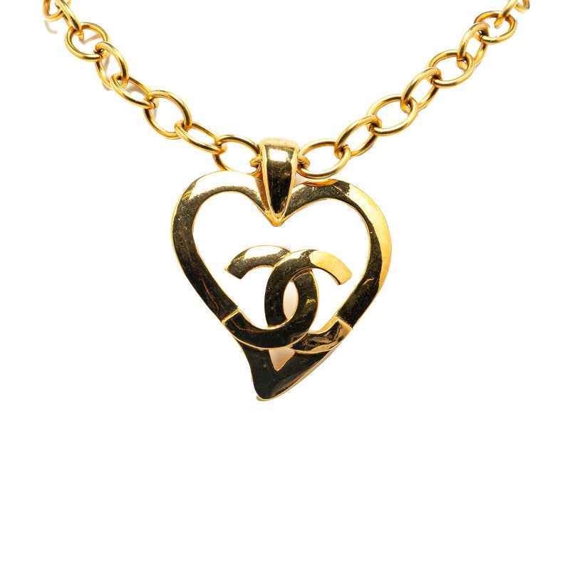 Chanel CC Heart Pendant Necklace Metal Necklace in Excellent condition