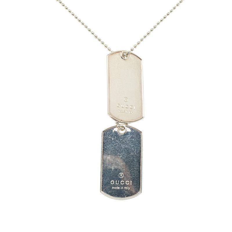 Silver Double Dog Tag Pendant Necklace