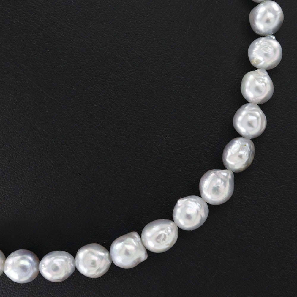 Baroque Pearl Necklace Silver Gray