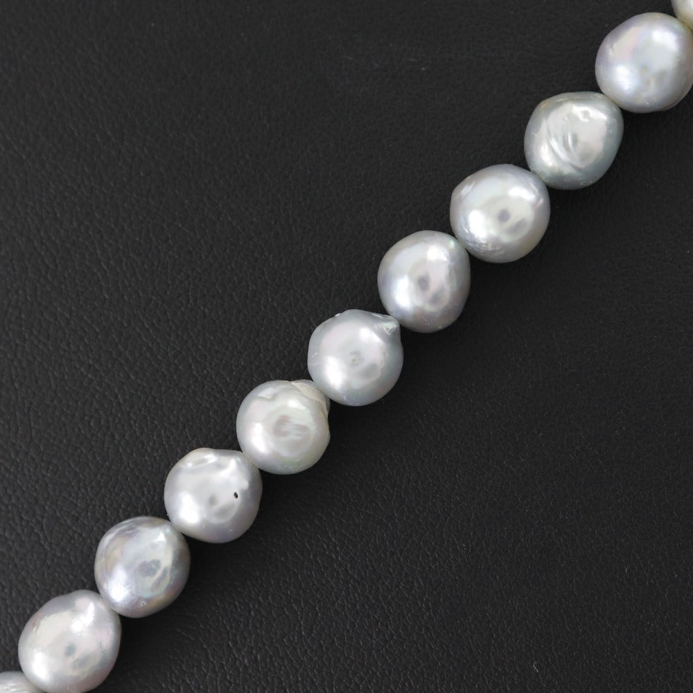 Baroque Pearl Necklace Silver Gray