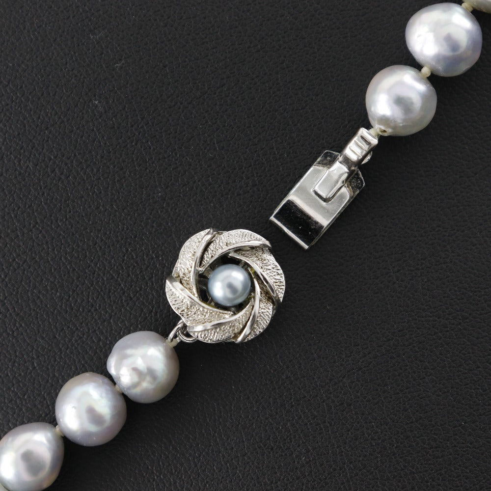 Baroque Pearl Necklace Silver Gray