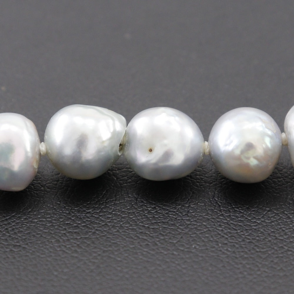 Baroque Pearl Necklace Silver Gray