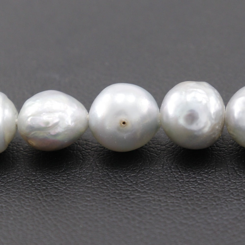 Baroque Pearl Necklace Silver Gray