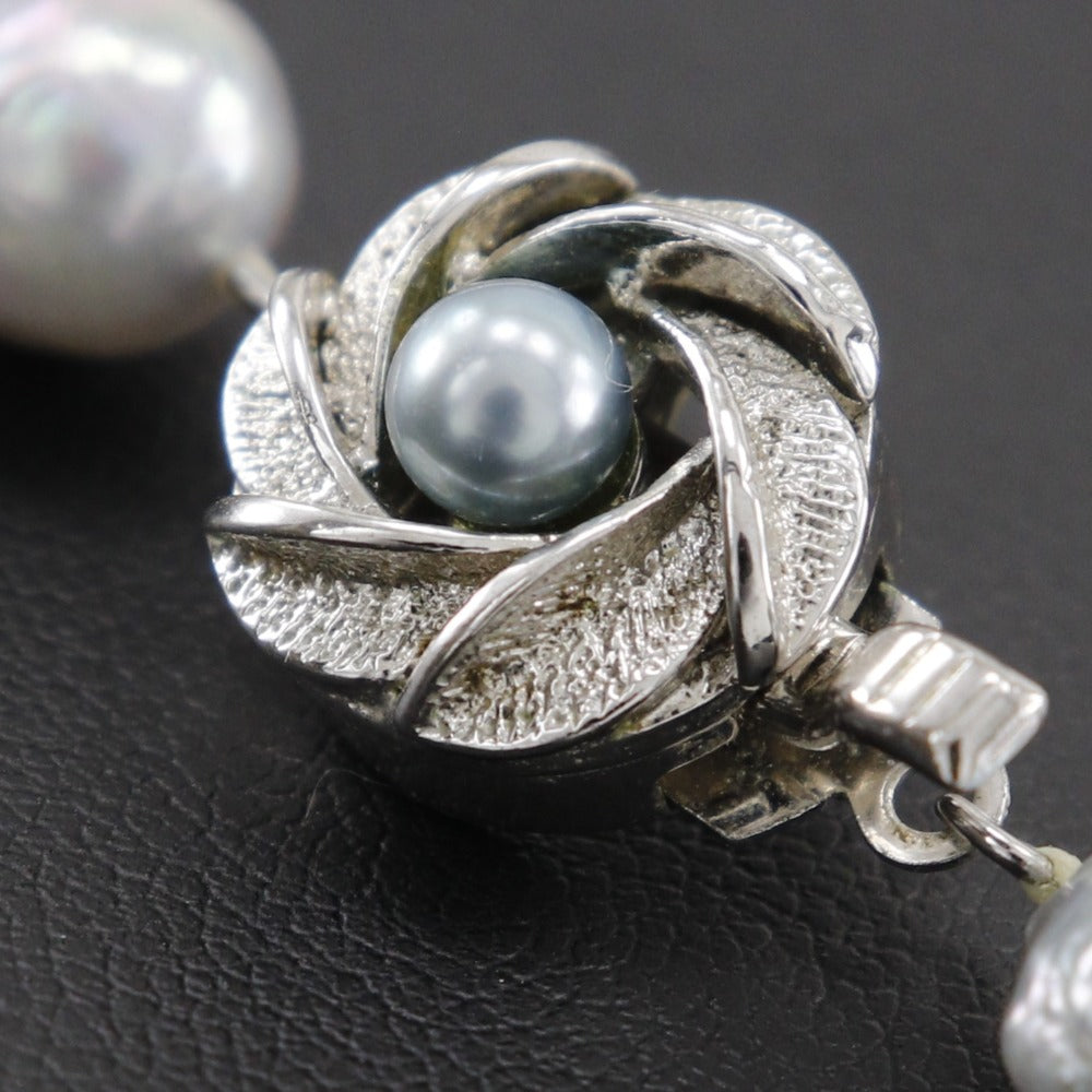 Baroque Pearl Necklace Silver Gray