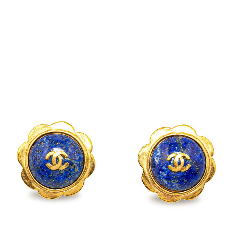 Chanel CC Flower Clip On Earrings Metal Earrings in Good condition