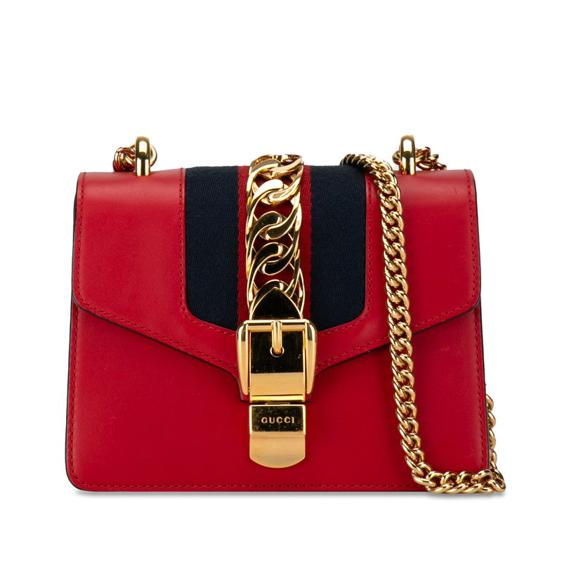 Gucci Mini Sylvie Leather Shoulder Bag Leather Shoulder Bag 431666 in Excellent condition