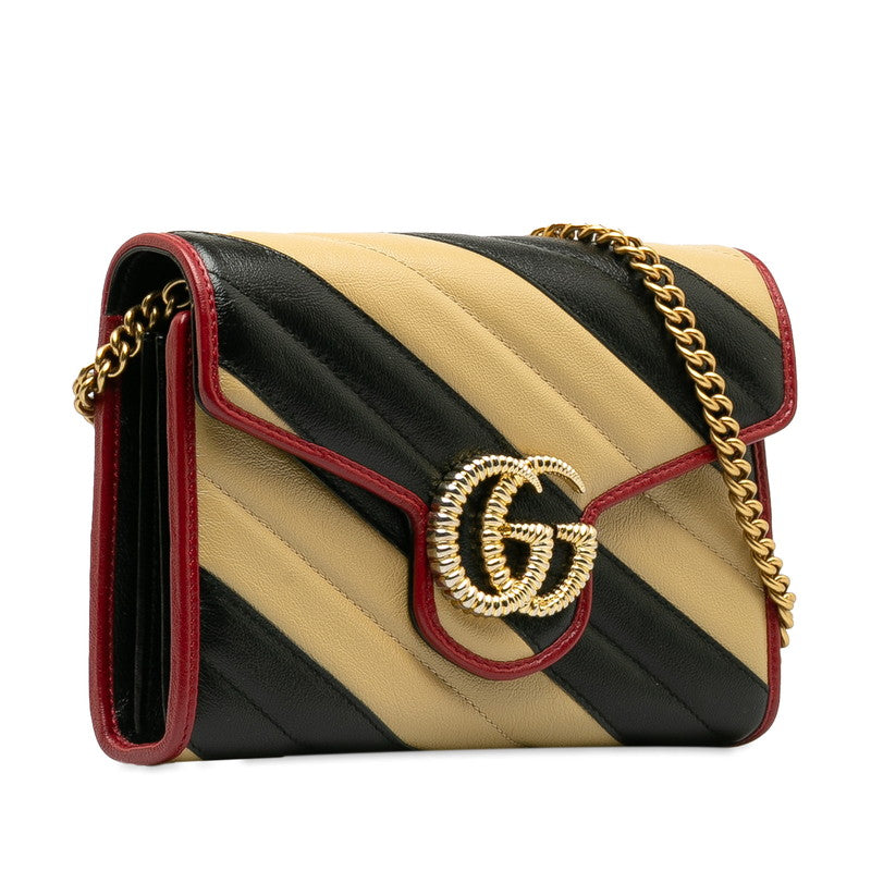 Gucci Bicolor Torchon GG Marmont Chain Wallet Leather Crossbody Bag 573807 in Excellent condition