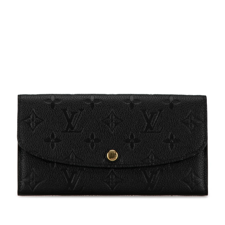 Louis Vuitton Monogram Empreinte Emilie Long Wallet M62369 Black Leather in Very Good Condition