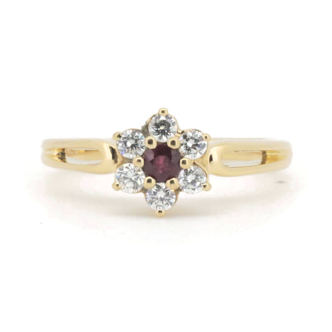 Mikimoto K18YG Yellow Gold Ruby Diamond Ring 0.12ct 0.24ct Size 12 in Great Condition