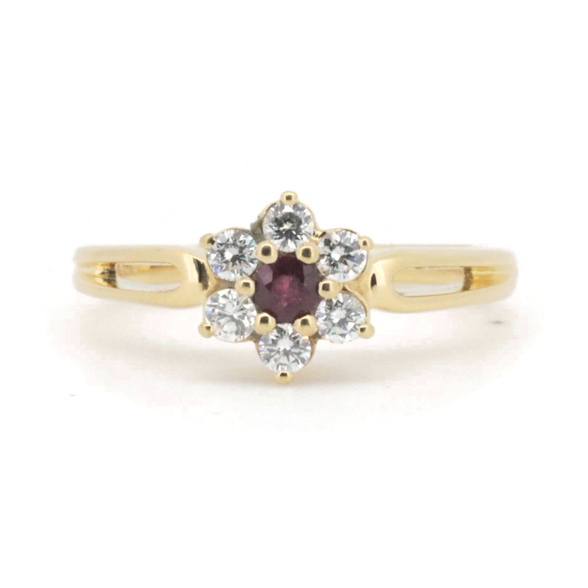 Mikimoto K18YG Yellow Gold Ruby Diamond Ring 0.12ct 0.24ct Size 12