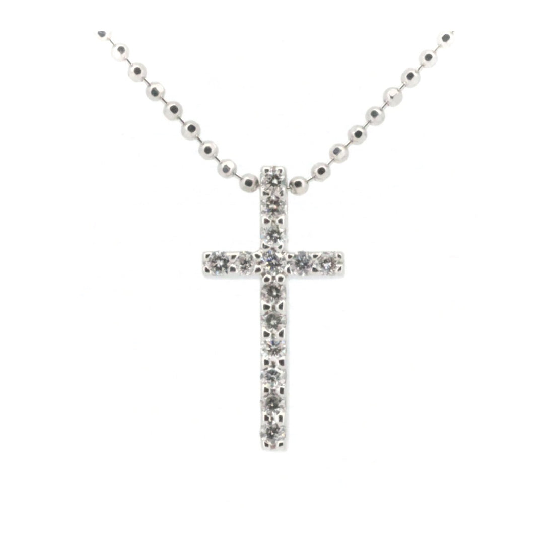 Vendome Aoyama Diamond Cross Necklace 0.12ct K18WG White Gold in Great Condition