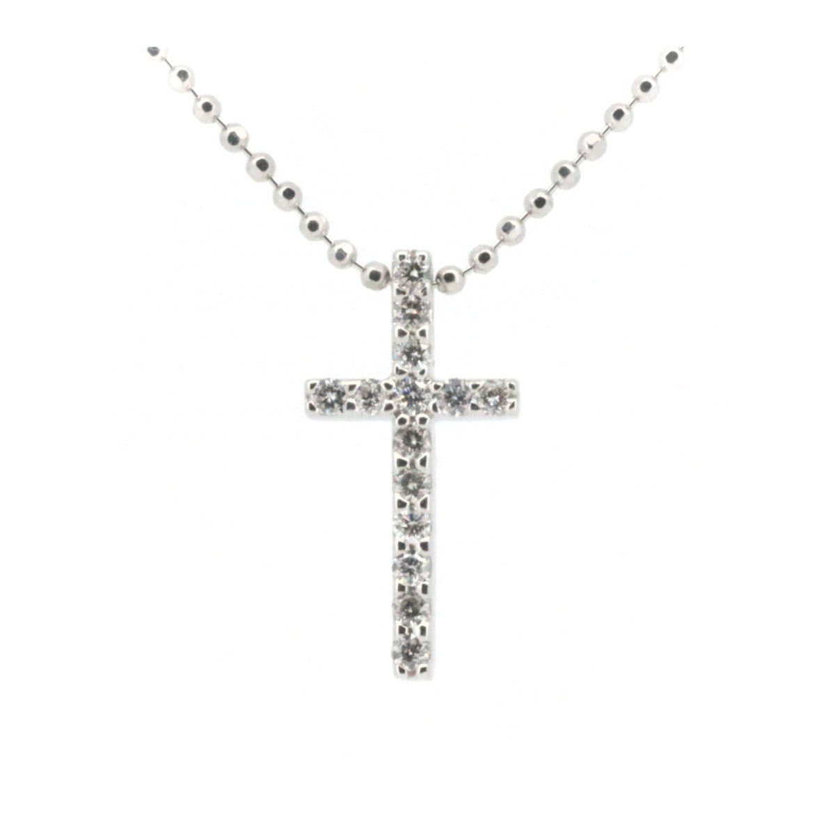 Vendome Aoyama Diamond Cross Necklace 0.12ct K18WG White Gold in Great Condition