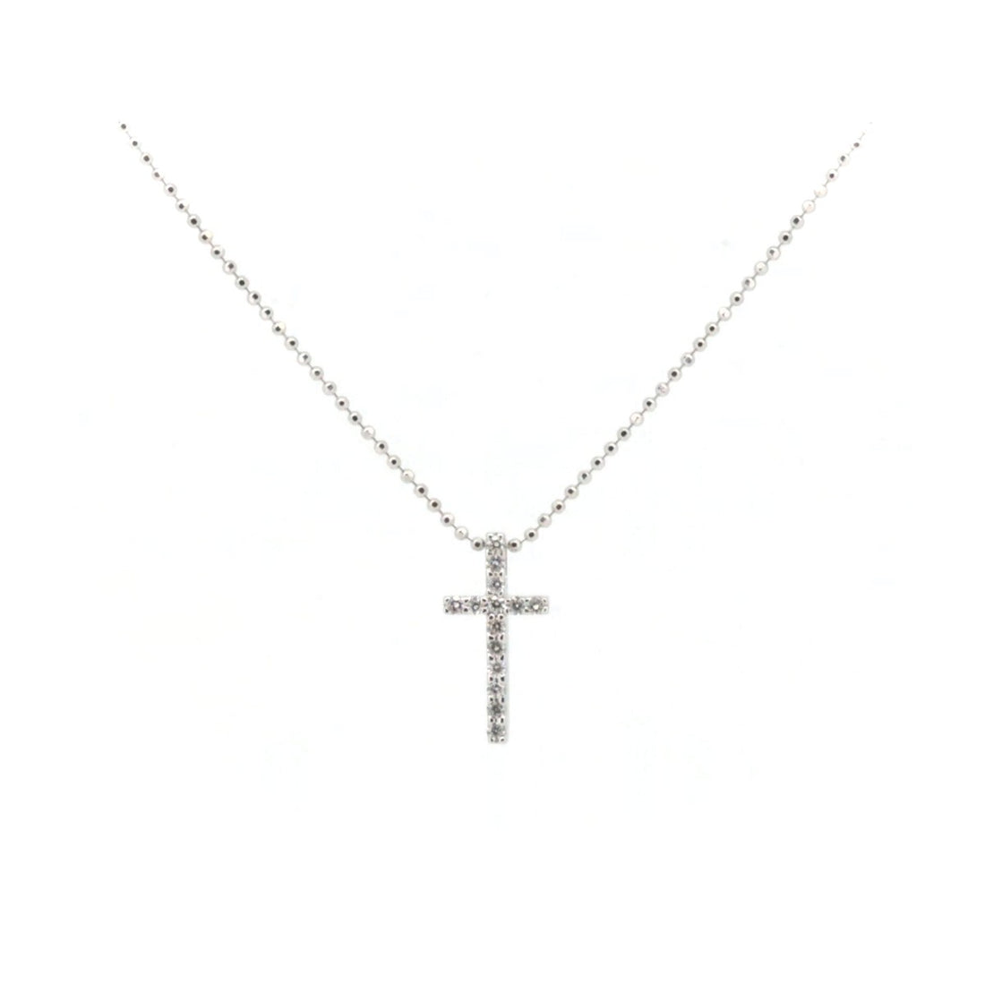 Vendome Aoyama Diamond Cross Necklace 0.12ct K18WG White Gold in Great Condition