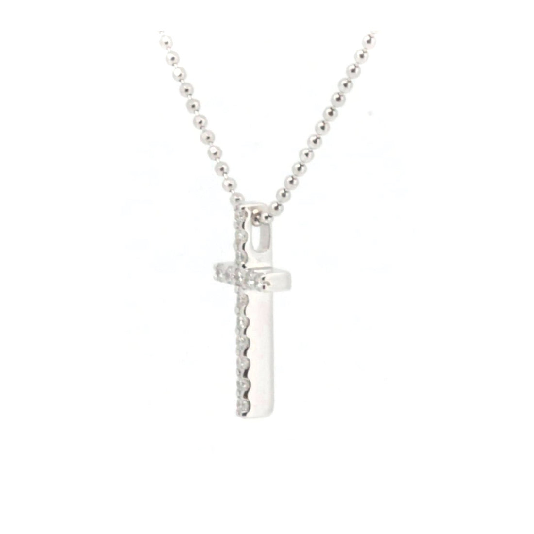 Vendome Aoyama Diamond Cross Necklace 0.12ct K18WG White Gold in Great Condition