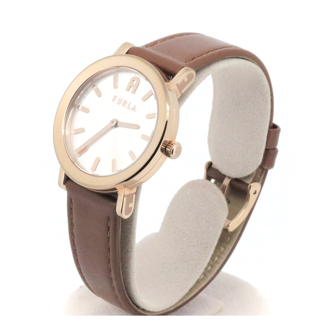 Furla Minimal Shape Dress Watch Quartz Stainless Steel Leather in Very Good Condition