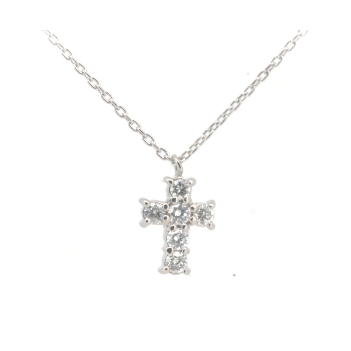 Vendome Aoyama Diamond Cross Necklace 0.18ct PT900/PT850 Platinum in Great Condition