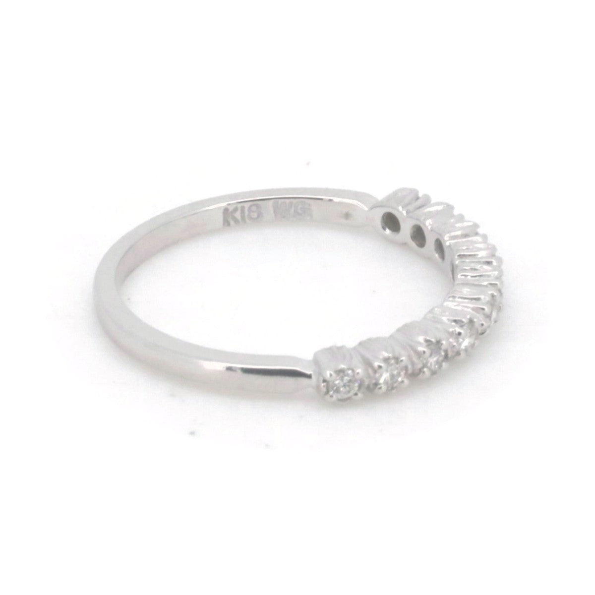 Pre-owned K18WG White Gold 0.15ct Diamond Half Eternity Ring Size 8 in Great Condition