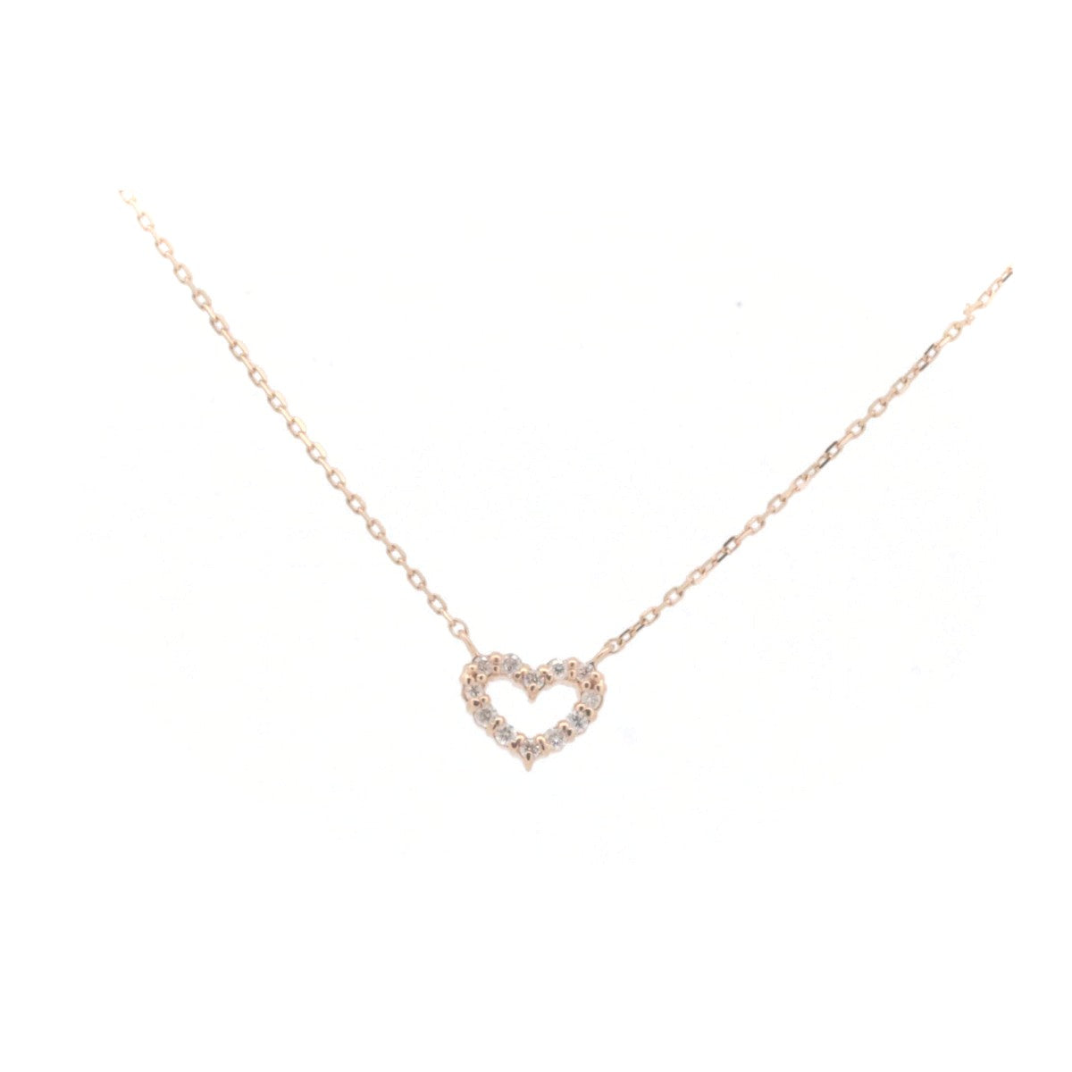 K10PG Pink Gold Diamond Heart Necklace in Great Condition