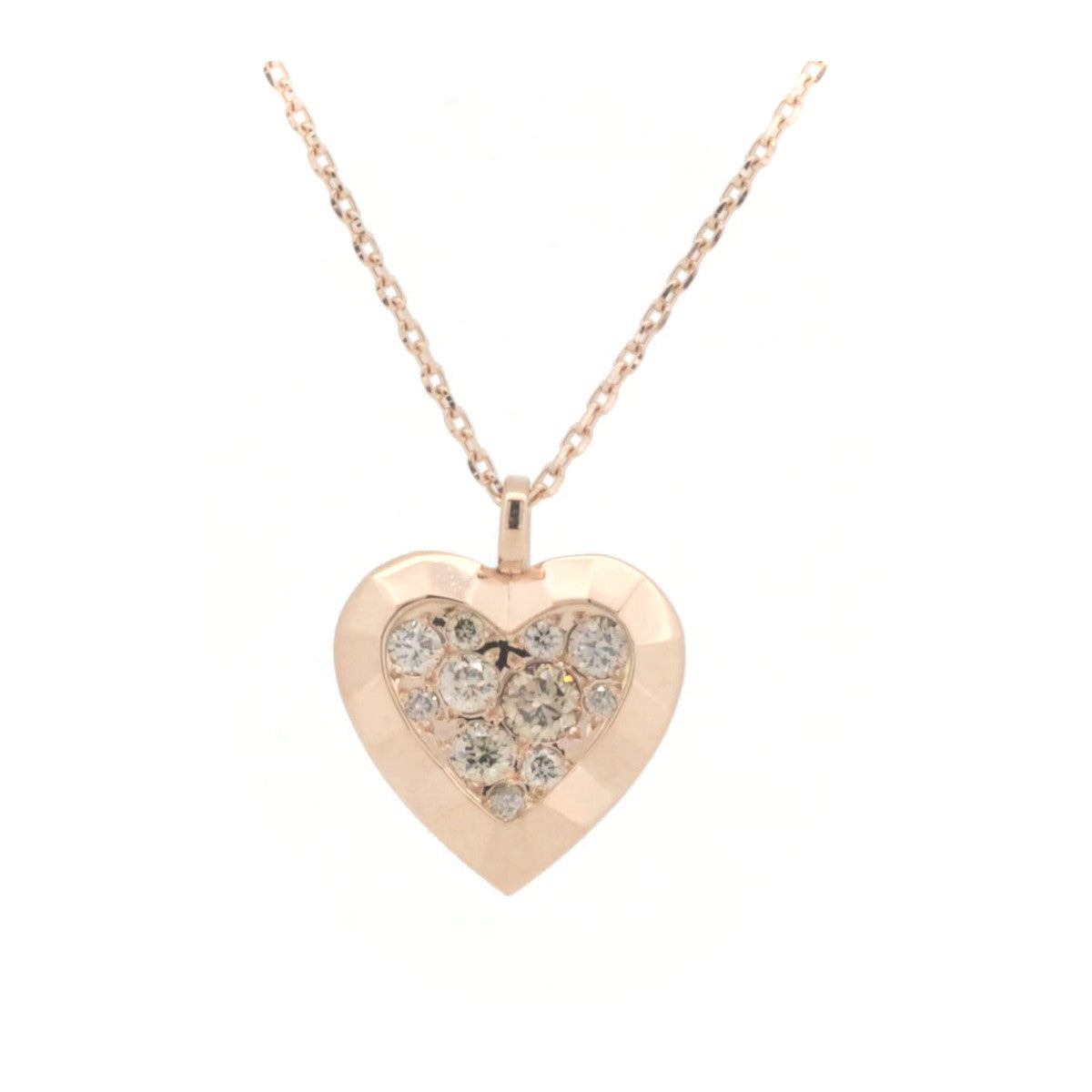 K18PG Unforgettable Heart Diamond Necklace 0.35ct Pink Gold in Great Condition