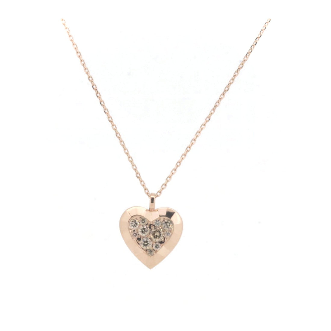 K18PG Unforgettable Heart Diamond Necklace 0.35ct Pink Gold in Great Condition