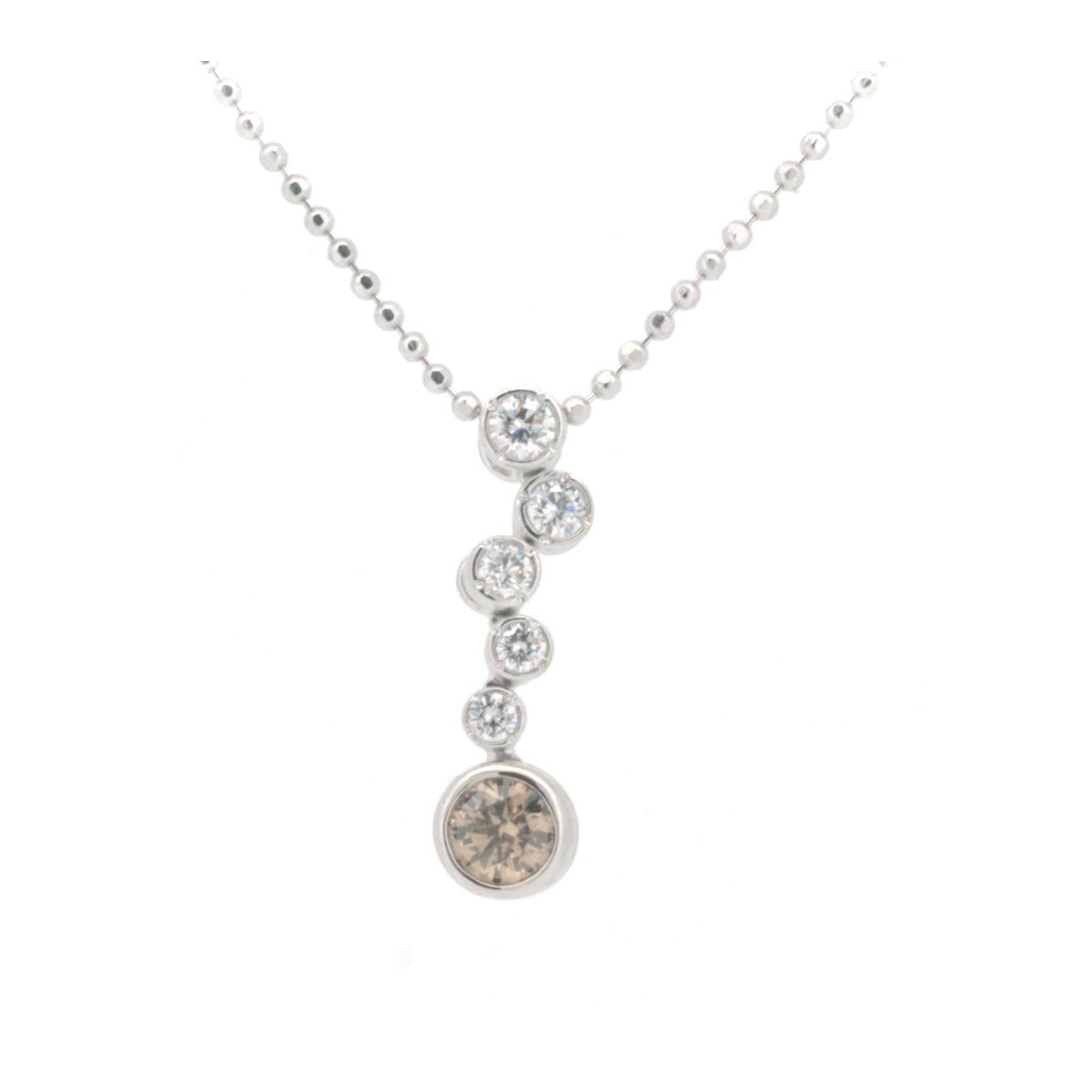 Kashikey Bezel Diamond Necklace PT900/PT850 Platinum 0.31ct 0.20ct