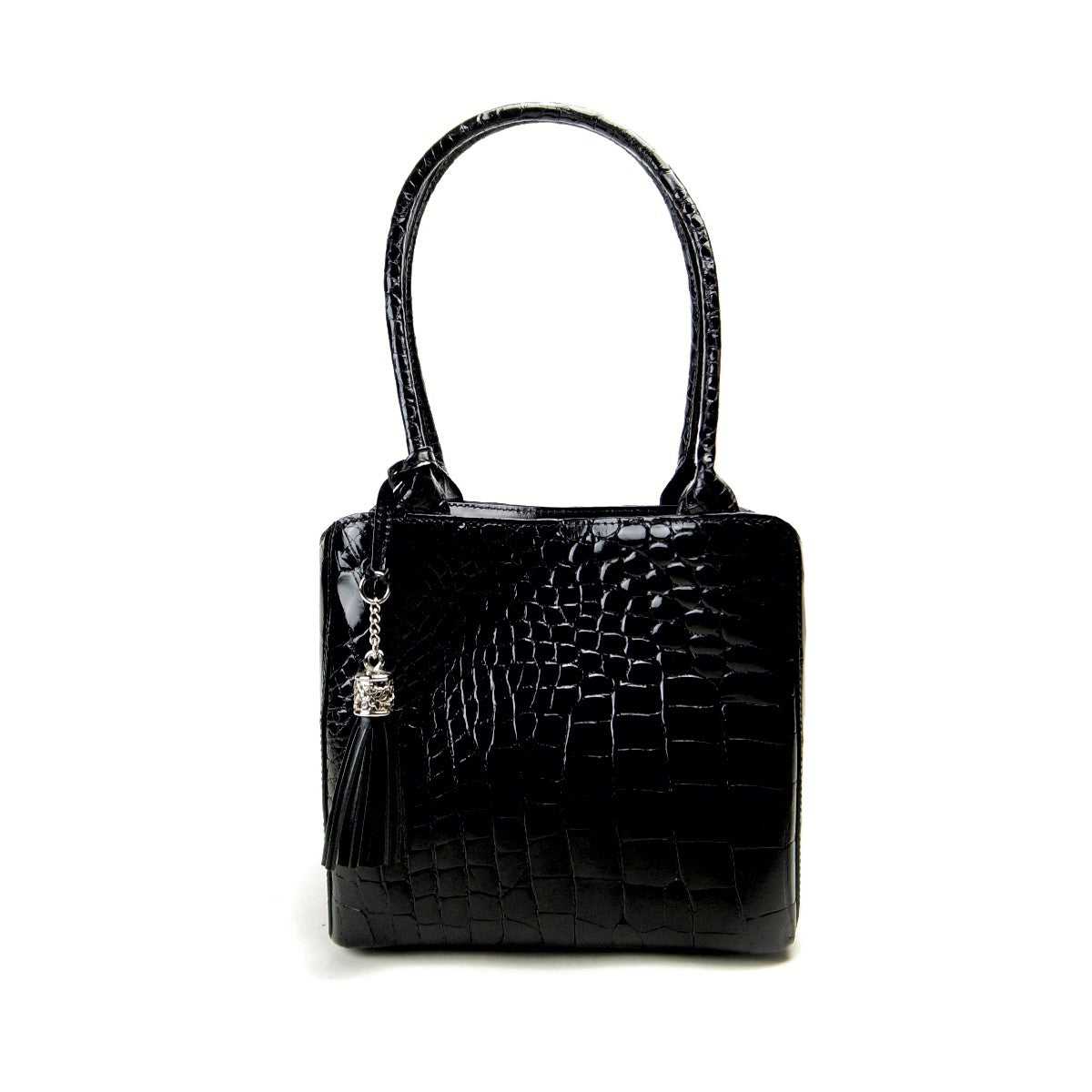 Used Crocodile Leather Handbag for Women, Black in Great Condition