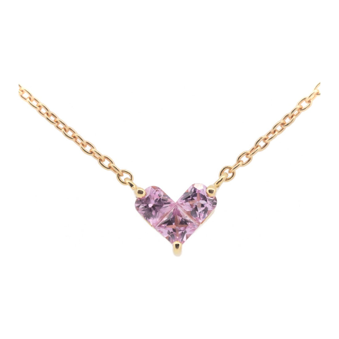 Star Jewelry Pink Sapphire Necklace Mysterious Heart 0.25ct K18PG in Very Good Condition