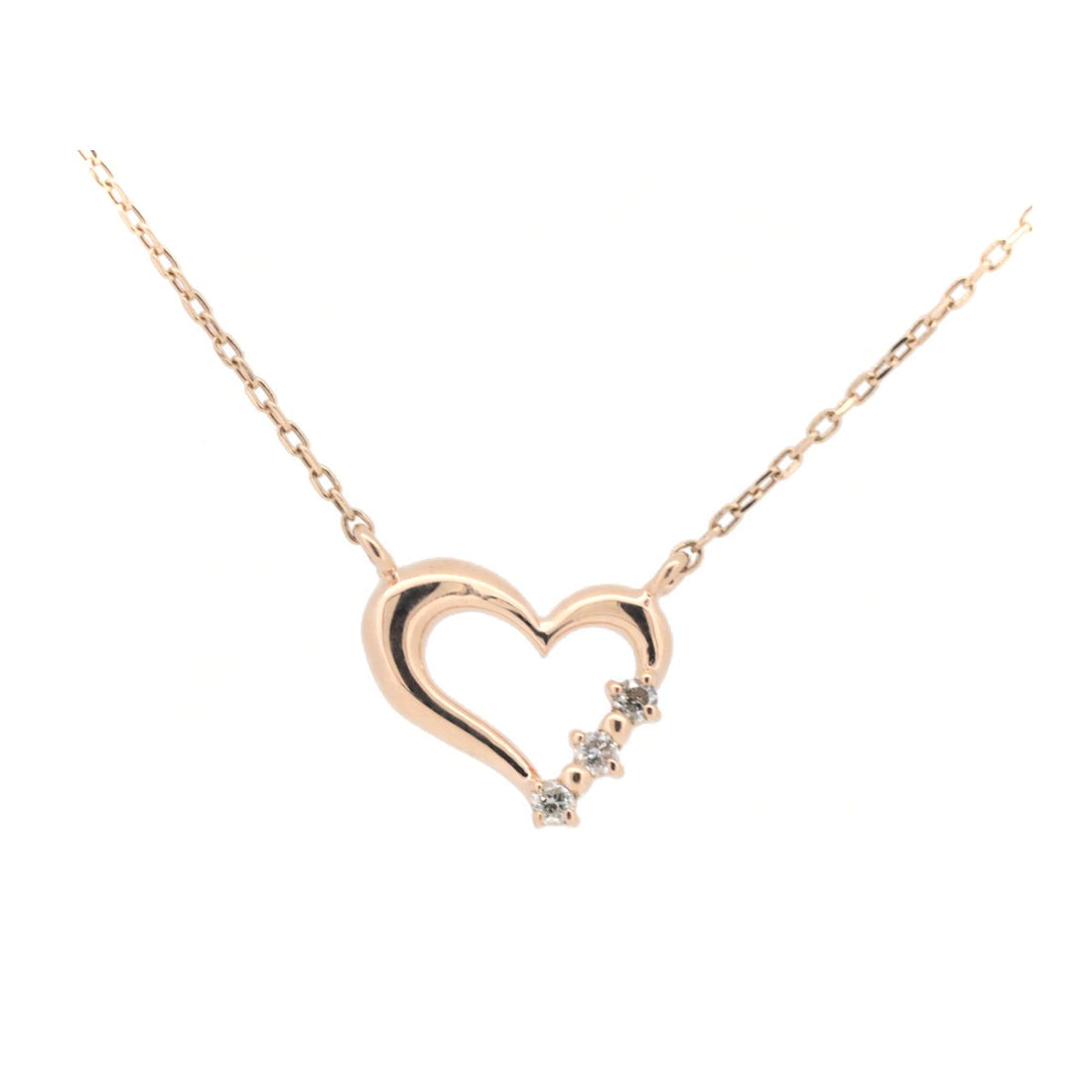 K10PG Pink Gold Diamond Heart Necklace in Great Condition