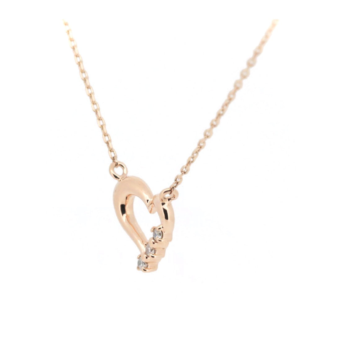 K10PG Pink Gold Diamond Heart Necklace in Great Condition